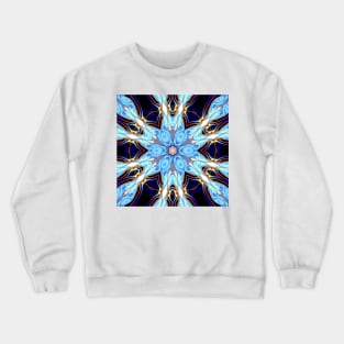 Psychedelic Mandala Flower Blue Orange and White Crewneck Sweatshirt